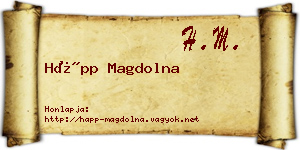 Hápp Magdolna névjegykártya